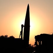 En rysk Iskander-robot, som kan bestyckas med kärnvapen. Arkivbild.