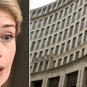 Annika Strandhäll (S) till vänster. EMA:s lokaler i London till höger. 