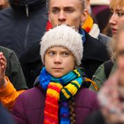 Greta Thunberg på demonstration. 