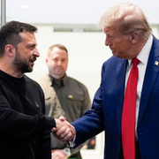 Zelenskyj och Putin med Trump.