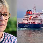 Margot Wallström och fartyget Stena Impero. 