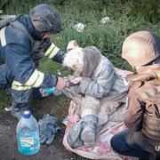 Skadad kvinna i Sumy på torsdagen.
