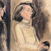 Rättegångsillustration av Ghislaine Maxwell, 2021.