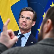 Statsminister Ulf Kristersson (M), håller en pressträff om de ekonomiska konsekvenserna av kriget i Iran och möjliga åtgärder framåt på torsdagen 23 april.