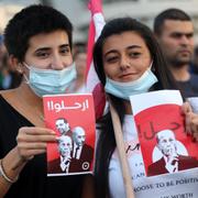 Demonstranter i Beirut.