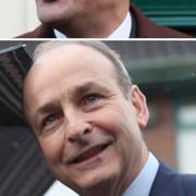 Leo Varadkar, Micheal Martin och Mary McDonald, partiledare för Sinn Féin.