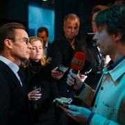 Statsminister Ulf Kristersson (M) efter partiledardebatten