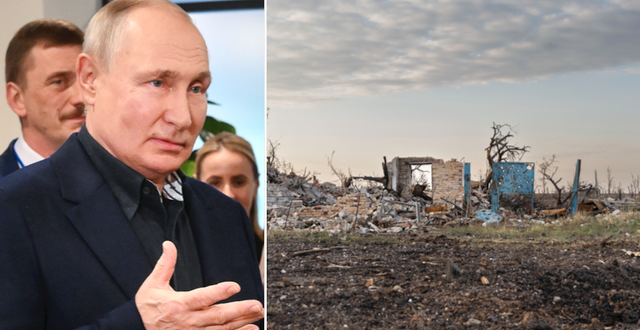 Putin/förstört hus i Andriivka TT