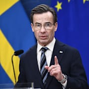 Ulf Kristersson (M), statsminister, under en pressträff efter att det nya Rådet för kvinnofrid haft sitt första sammanträde. 