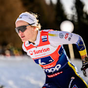 Linn Svahn under ett lopp i december.