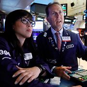 Investerare på Wall Street. Illustrationsbild.
