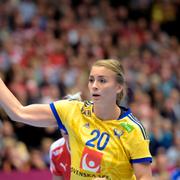 Sveriges Isabelle Gulldén under åttondelsfinalen mellan Danmark och Sverige.