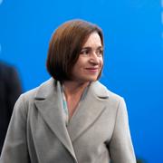 Moldaviens sittande president Maia Sandu i Budapest, Ungern den 7 november 2024. 