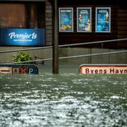 Höjd vattennivå runt hamnen i Sønderborg