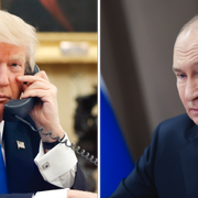 Donald Trump och Vladimir Putin under varsitt tidigare telefonsamtal. 