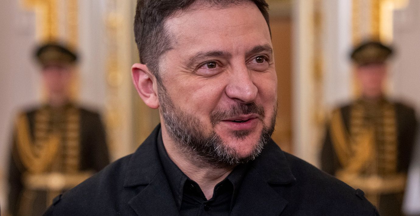 Volodymyr Zelenskyj i februari. Arkivbild.