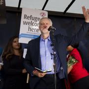 Corbyn talade i går på en manifestation för flyktingrätt i London