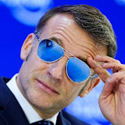 Macron under sitt tal i Davos den 20 januari. 