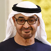 Till höger syns Förenade arabemiratens president president och kronprins Mohamed bin Zayed Al-Nahyan.