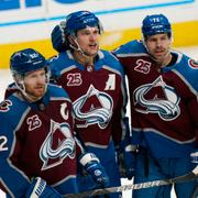 Gabriel Landeskog, Mikko Rantanen och Joonas Donskoi.