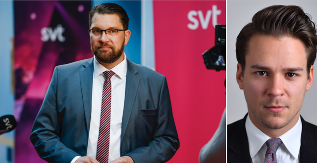 Jimmie Åkesson (SD) och Lorentz Tovatt (MP) Fredrik Persson/TT, Henrik Montgomery/TT