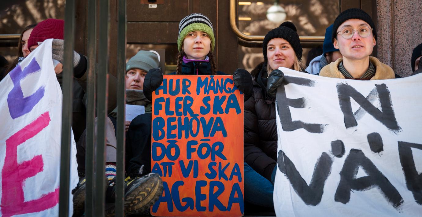 Arkivbild från klimatprotest i Stockholm 2024. 