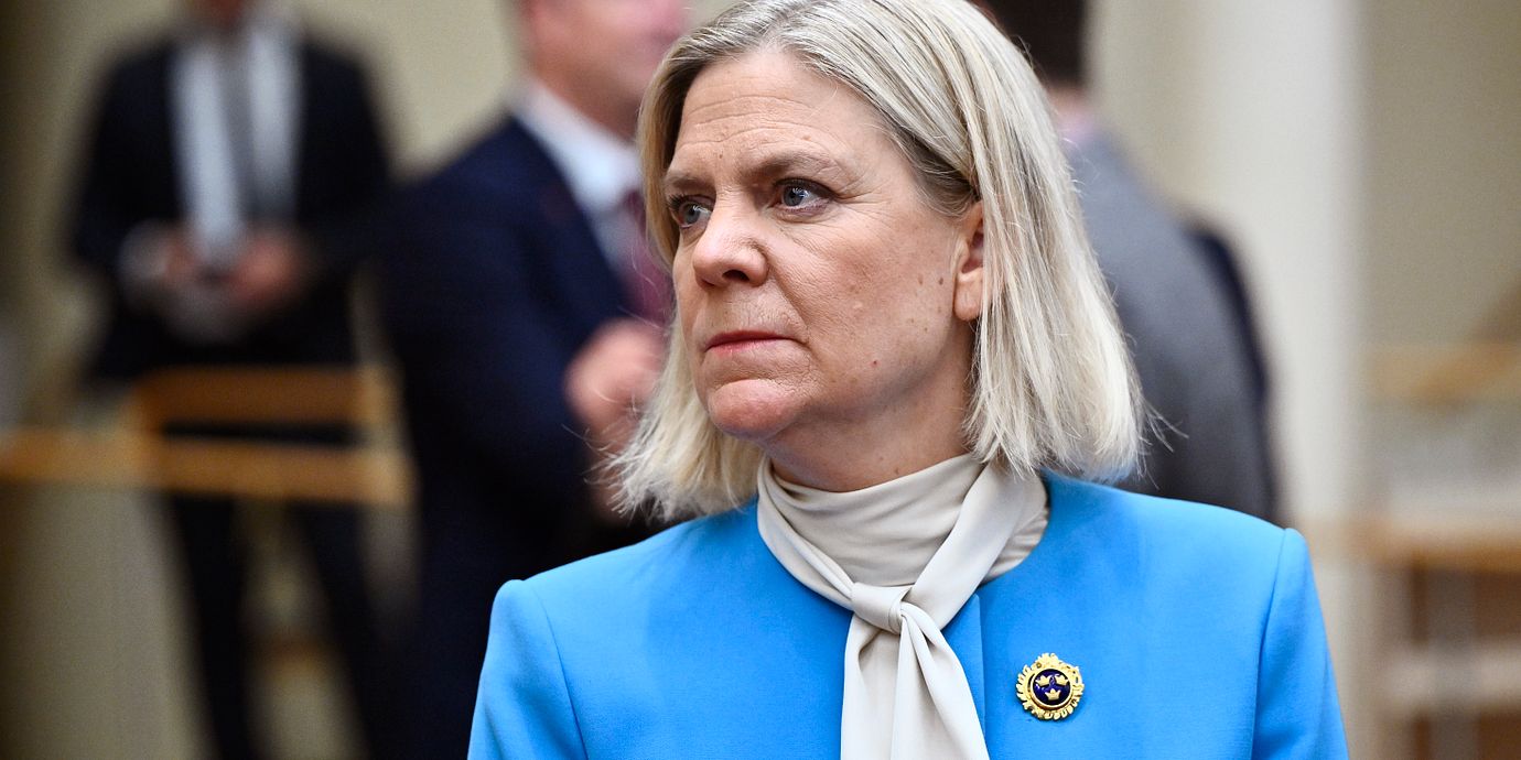 Socialdemokraternas partiledare Magdalena Andersson (S) vid riksmötets öppnande.