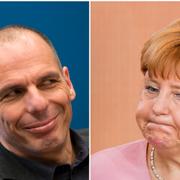 Yanis Varoufakis och Angela Merkel