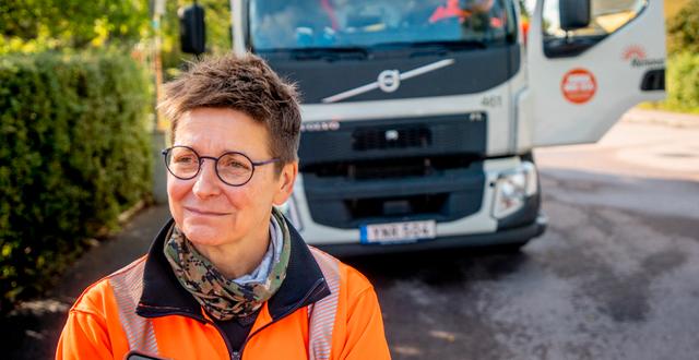 Ann-Sofie Hermansson arbetar nu som renhållningsarbetare. Adam Ihse/TT / TT NYHETSBYRÅN