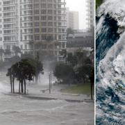 Biscayne Bay i Florida i dag/satellitbild på Irma.