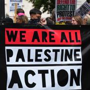 Demonstranter från Palestine Action i sommras. 
