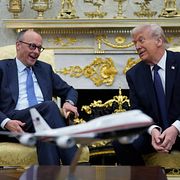 Tyska förbundskanslern  Friedrich Merz och USA:s president Donald Trump.