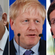 Benjamin Netanyahu, Boris Johnson och Mark Esper. Arkivbilder.