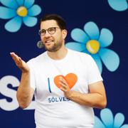 Jimmie Åkesson på Almedalens scen.