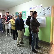 Kö till vallokal i Banja Luka.