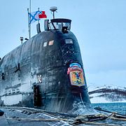 Bild på en rysk atomubåten Arkhangelsk, som tillhör norra havsflottan, tagen i januari 2025.