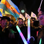 Anhängare till president Ilham Aliyev.