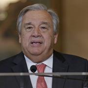 Antonio Guterres vid en presskonferens i Lissabon på torsdagen.