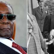 Bild på Robert Mugabe från 29 juli 2018 respektive 10 november 1976.