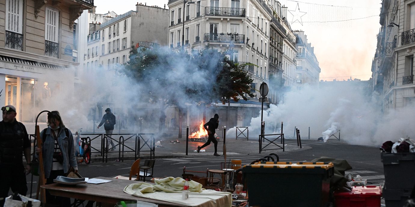 Bild från protesterna i Paris.
