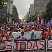Anhängare till president Dilma Rousseff under en demonstration i Sao Paulo.
