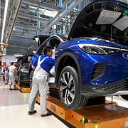 Volkswagen-fabrik i Zwickau, Tyskland 23 september 2020. I fordonsindustrin finns många kritiska komponenter från Kina.