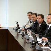 Brazilian President Dilma Rousseff(L) during a meeting with Supreme Court and congressional leaders