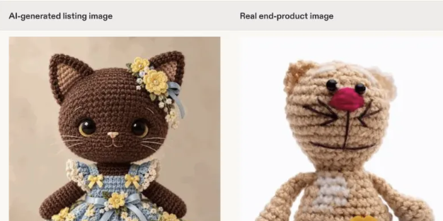 Ett riktigt exempel på hur AI använts för att manipulera intrycket av en produkt. Den äkta varan till höger, annonsen till vänster.