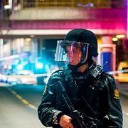 Norsk polis i Oslo på lördagen.