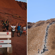 Människor vandrar Uluru för sista gången.