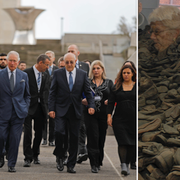 Storbritanniens prins Charles under högtiden/Högen med skor i Auschwitz.