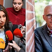 Till vänster: Vänsterpartiets partiledare Nooshi Dadgostar. Till höger: Jonas Hinnfors, professor i statsvetenskap vid Göteborgs universitet.