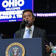 Donald Trump ihop med Vivek Ramaswamy i Youngstown, Ohio, på måndagen. 