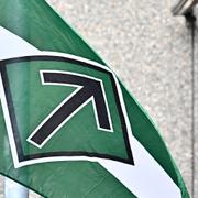 VETLANDA 20220501 
 Nordiska motståndsrörelsen NMR demonstrerar i Vetlanda på första maj. Arkivbild.